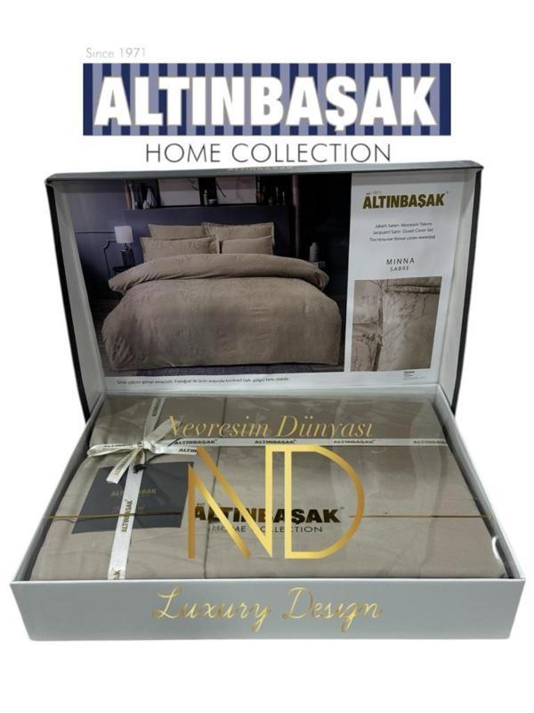 Altınbaşak Jakarlı Saten Çift Kişilik Nevresim Takımı Mınna Sabre - Image 1