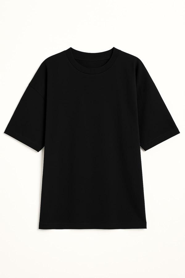 Erkek Bisiklet Yaka Oversize %100 Pamuk T-Shirt - Image 1