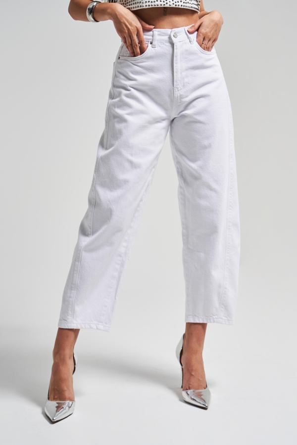 Kadın Beyaz Renk 5s5-2 Carrot Fit Rahat Kesim %100 Koton İç Göstermez Denim Jean - Image 1
