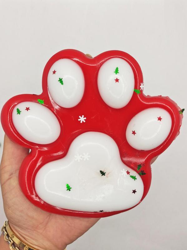 Dev Pati Squishy Taba Squishy Kedi Pati Sıkma 14 cm Pullu Pati Sukuşi - Kırmızı/Beyaz - Image 1