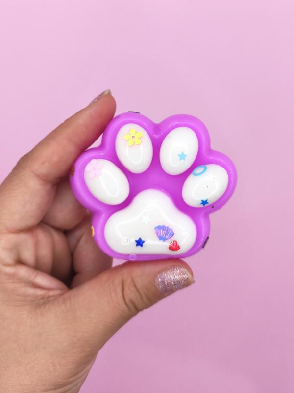 Pati Taba Squishy Kedi Pati Sıkma 7 cm Pullu Pati Sukuşi - Mor/Beyaz - Image 1