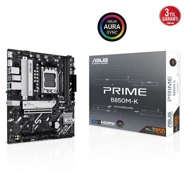 ASUS PRIME B850M-K, 2xDDR5, 2x M.2, DP, HDMI, AM5 Soket Anakart - Image 1