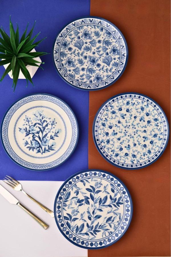 Tabak Evi Porselen Blue Heaven Pasta Takımı 20cm 4 Kişilik 4 Parça TVL4PTPRS1194 - Image 1