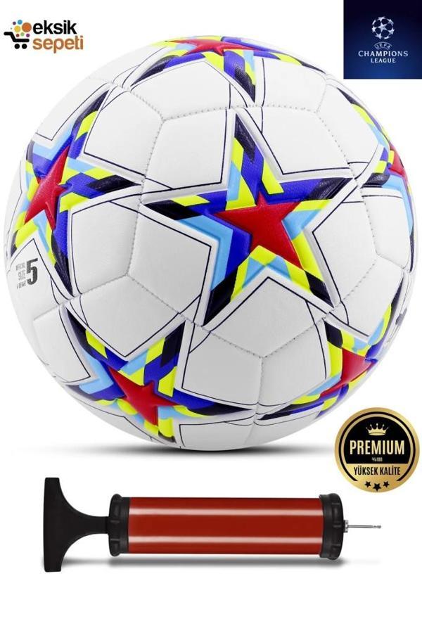 Uefa Şampiyonlar Ligi Futbol Topu 4 Astarlı No:5 480 Gr + Pompa Hediyeli X500 - Image 1