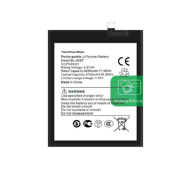 Tecno Camon 18 Premier ile Uyumlu İthal Pil Batarya CH9 BL-46BT - Image 1