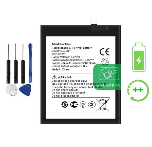 Tecno Camon 18 Premier İle Uyumlu Güçlendirilmiş İthal Pil Batarya CH9 BL-46BT - Image 1