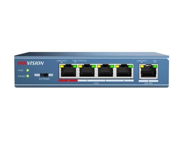Hikvision DS-3E0105P-E/M 4 Port PoE 1 Port Uplink Yonetilemez PoE Switch - Image 1