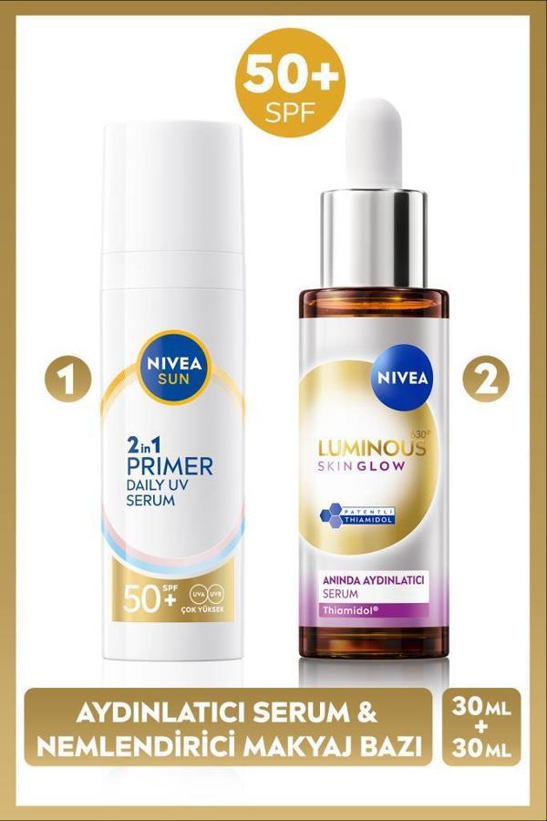 SUN SPF50 Primer Nemlendirici Makyaj Bazı 30ml ve Luminous630 Skin Glow Aydınlatıcı Cilt Serum 30ml - Image 1