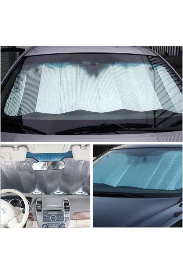 Baffhome Araba Ön Cam Güneşliği Balonlu Metalize Parlak Alüminyum Katlanabilir Oto Güneşlik 130X60 Cm Uyumlu - Image 1