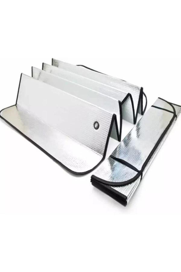 Baffhome Oto Araç Araba Güneşliği Ön Cam Güneşliği Parlak Güneşlik Koruyucu Perde Metalize 130X60 Cm - Image 1