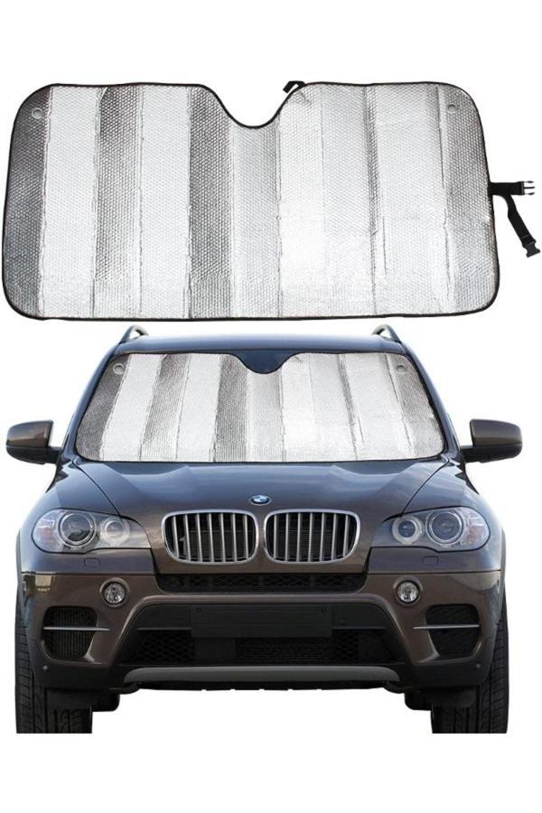 Baffhome Balonlu Metalize Parlak Alüminyum Katlanabilir Oto Güneşlik 130X60 Cm - Image 1