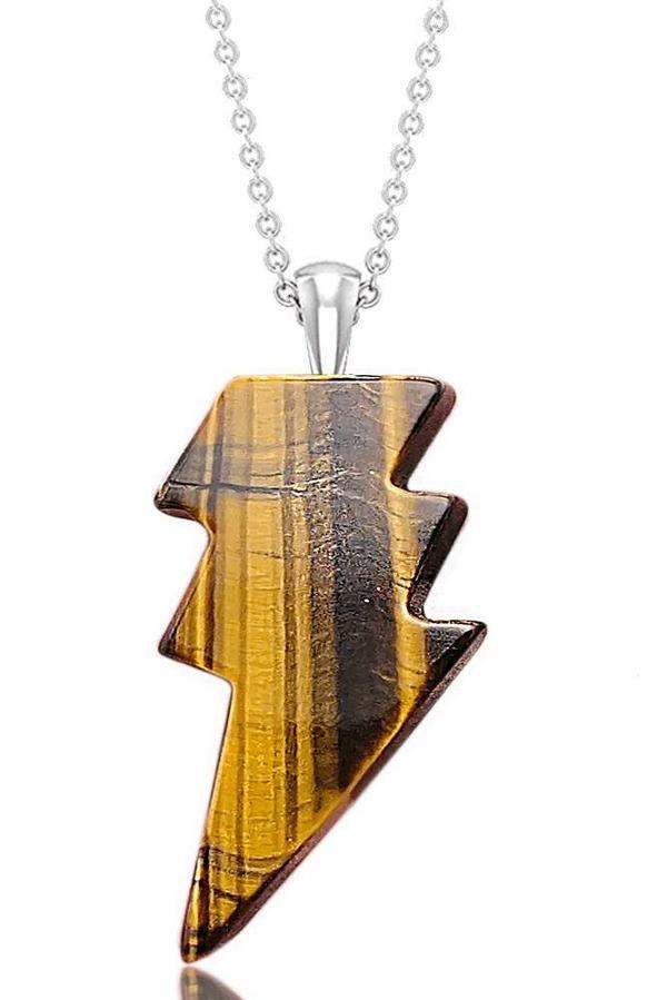 Sertifikalı Şimşek Model Kaplan Gözü Taşı Kolye - Aaa+ Kalite - Image 1