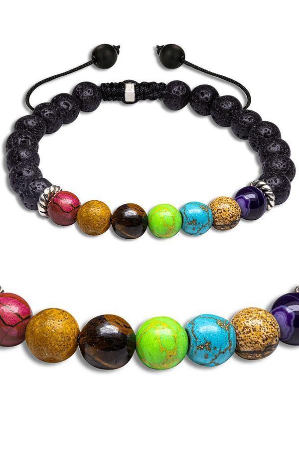 Para Şifa Huzur Sertifikalı Doğal Lav Mercan Akik Kaplan Gözü Varisit Firuze Jasper Ametist Bileklik - Image 1