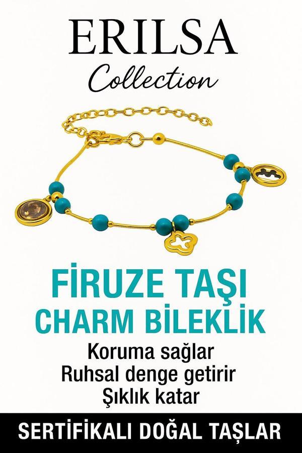 Sertifikalı Firuze Şans Charm Bileklik – Doğal Taşla Ruhsal Denge ve Koruma (Turkuaz) - Image 1