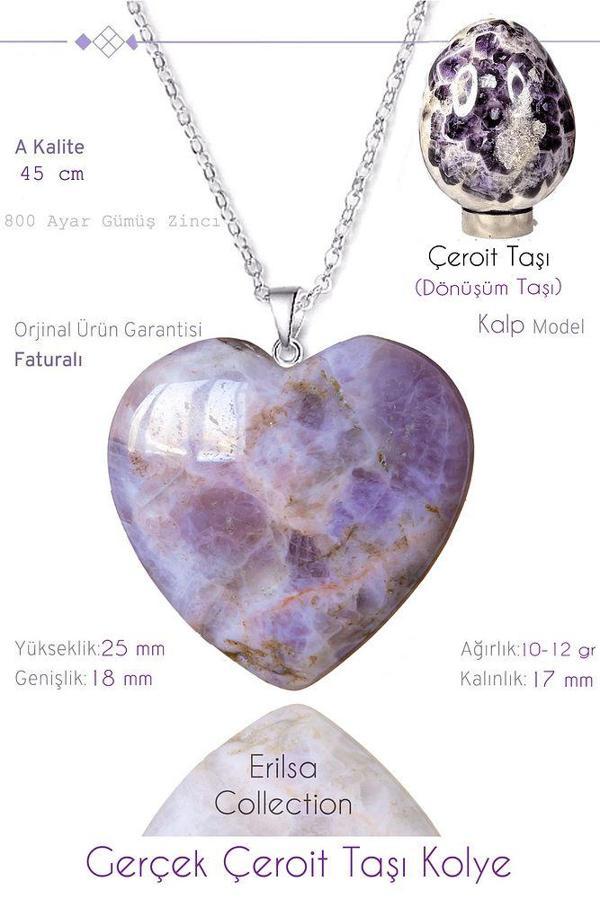 Sertifikalı Gerçek Kalp Model Çeroit Taşı Kolye - Image 1