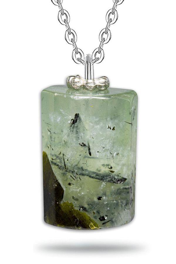 Sertifikalı Yüksek Kalite Fasetli Doğal Phrenit Prinayt Taşı Kolye - Image 1