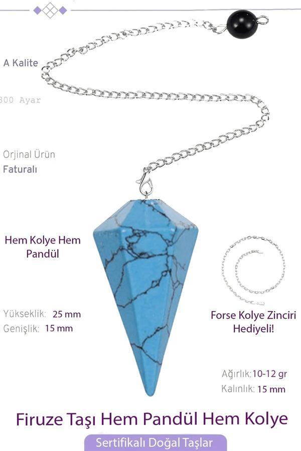 Sertifikalı Gerçek Firuze Taşı Pandül Sarkaç Hem Pandül - Hem Kolye - Image 1