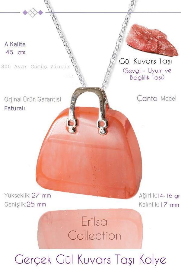 Sertifikalı Çanta Model Gül Kuvars Taşı Kolye - Image 1