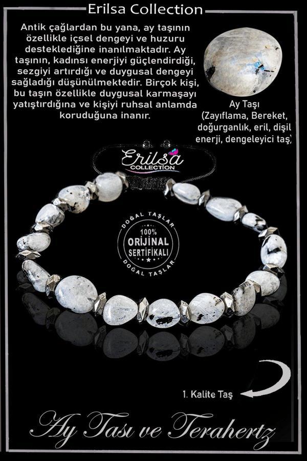 Sertifikalı Amorf Model Gerçek Silver Hematit - Ay Taşı Bileklik - Ayarlamalı - Image 1