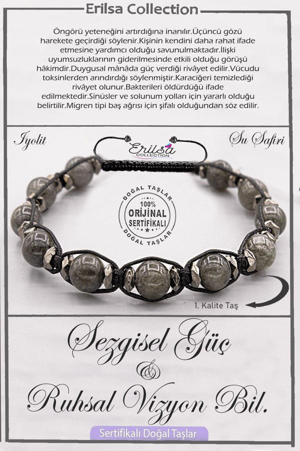 Sertifikalı AAA+ Kalite Doğal Terahertz - İyolit Sakin Zihin Ruhsal Vizyon Bilekliği - Image 1