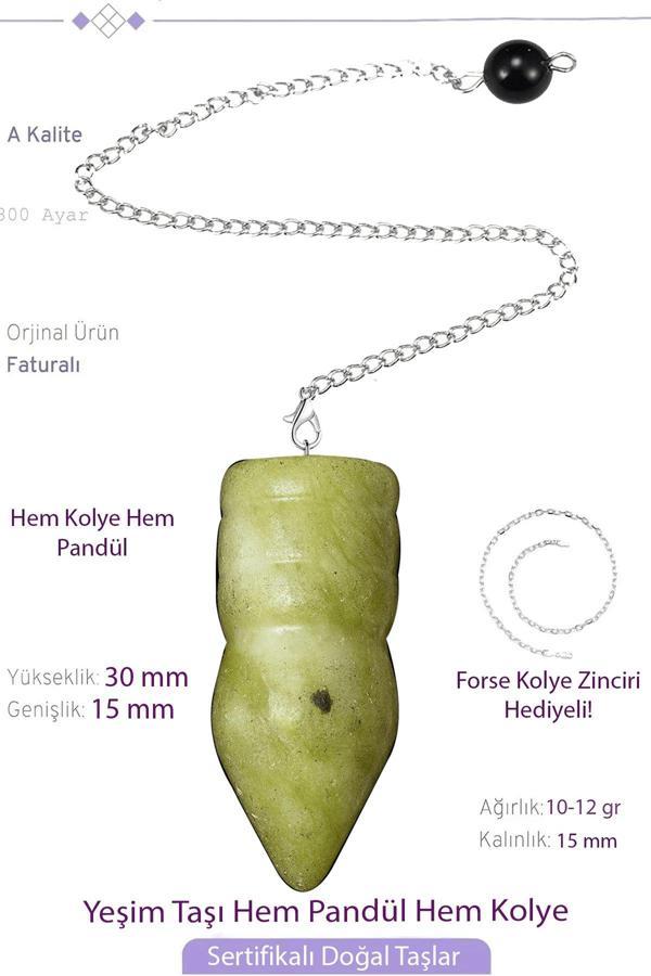 Sertifikalı AAA+ Yeşim Taşı Pandül Sarkaç Hem Pandül - Hem Kolye - Image 1