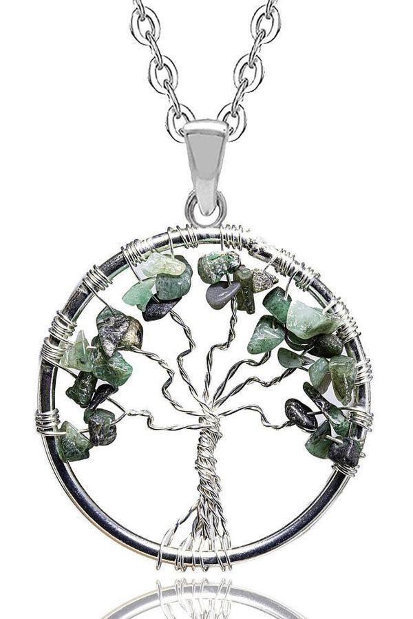 Sertifikalı Ham Işlenmemiş Zümrüt Taşı Hayat Ağacı Kolye - Image 1