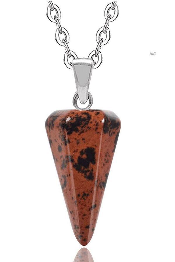 Sertifikalı Doğal Benekli Obsidyen Taşı Pandül Kolye - Image 1