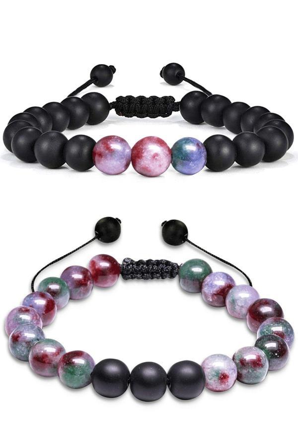Sertifikalı Makrome Kırmızı Yeşil Kuvars Doğal Taş Bileklik Seti - Image 1