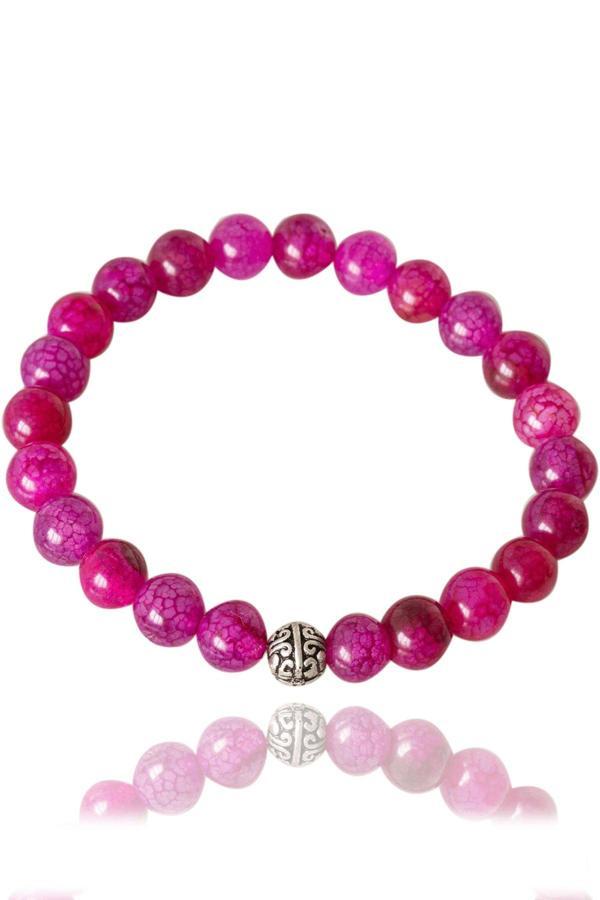 Sertifikalı Pembe Akik Taşı Bileklik - Gümüş Aparatlı - Image 1