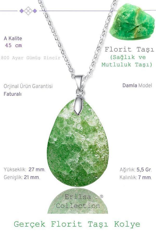 Sertifikalı Damla Model Florit Taşı Kolye (GÜMÜŞ APARATLI) - Image 1