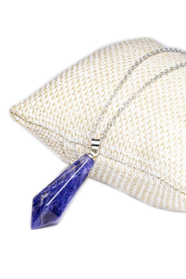 Sertifikalı Gümüş Aparatlı Doğal Lapis Lazuli Taşı Kolye - Image 1
