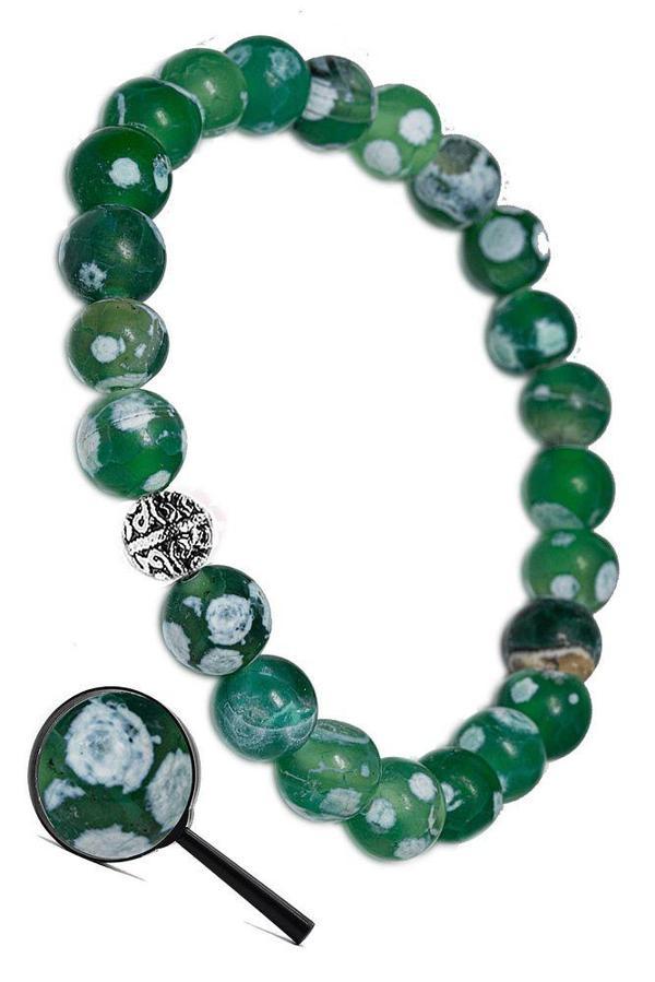 Sertifikalı Aaa Kalite Yeşil Tibet Akik Taşı Bileklik (gümüş Aparatlı) - Image 1