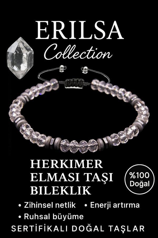 Sertifikalı Fasetli AAA+ Terahertz ve Herkimer Elması Bileklik – İnce Model Yüksek Titreşim - Image 1