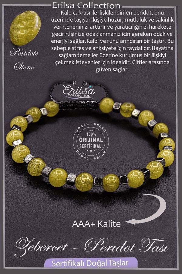 Sertifikalı AAA+ Kalite Gerçek Terahertz - Zebercet - Peridot Taşı Bileklik - Image 1