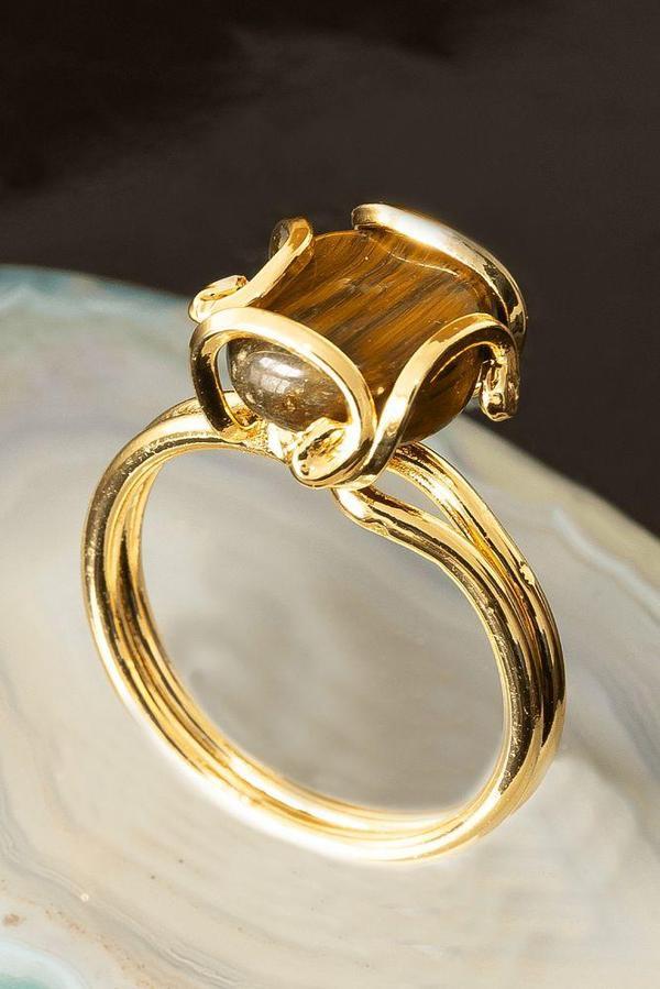 Sertifikalı Rokoko Model Kaplan Gözü Taşı Yüzük - Ayarlamalı - Image 1