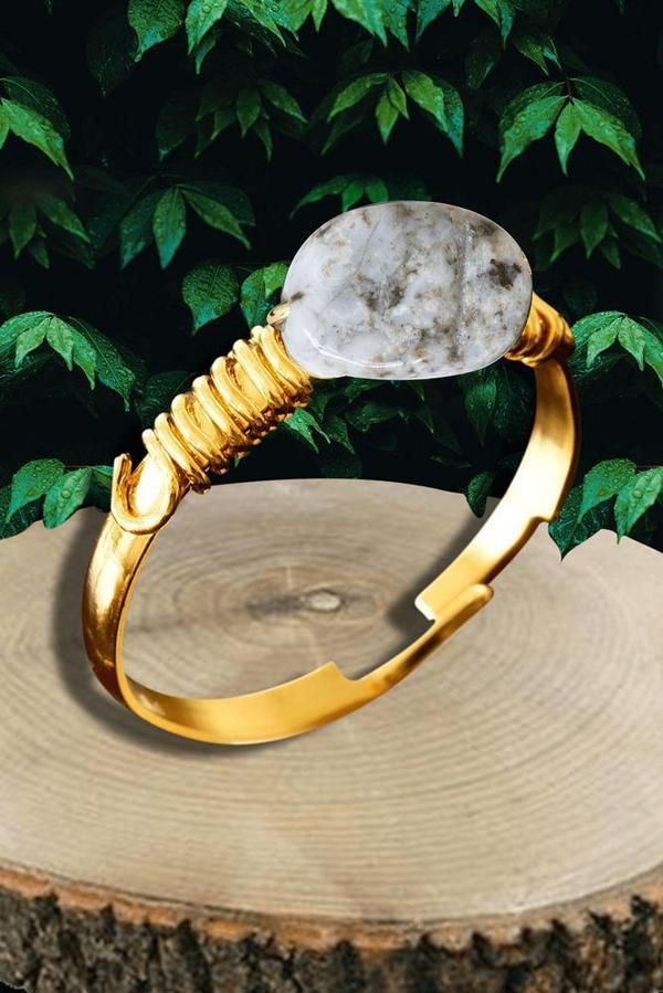 Sertifikalı Gold Kırık Taşlı İnce Model Hint Akik Taşı Yüzük - Ayarlamalı - Image 1