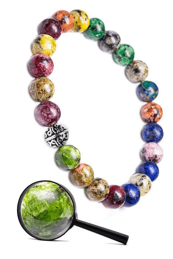 Sertifikalı Gümüş Aparatlı Mercan Lapis Unakit Kuvars Azurit Taşı Bileklik - Image 1