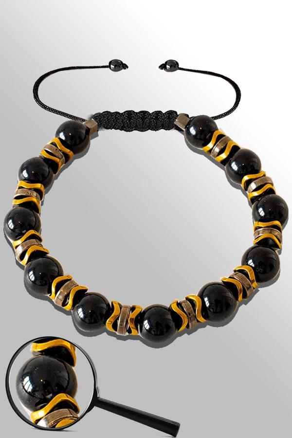Sertifikalı Gold Hematitli 8 Mm Doğal Şungit (Shungite) Taşı Bileklik - Image 1