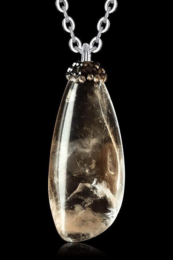 Zirkon Taş Işcilikli Doğal Kristal Kuvars Taşı Doğal Taş Kolye - Image 1