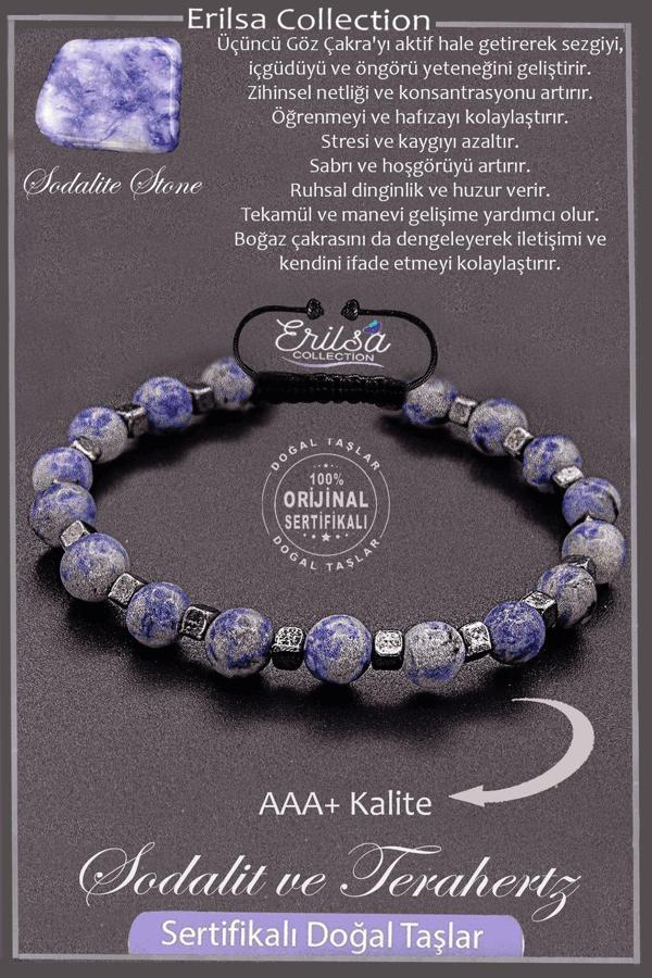Sertifikalı AAA+ Kalite Gerçek Terahertz - Sodalit Taşı Bileklik - Image 1