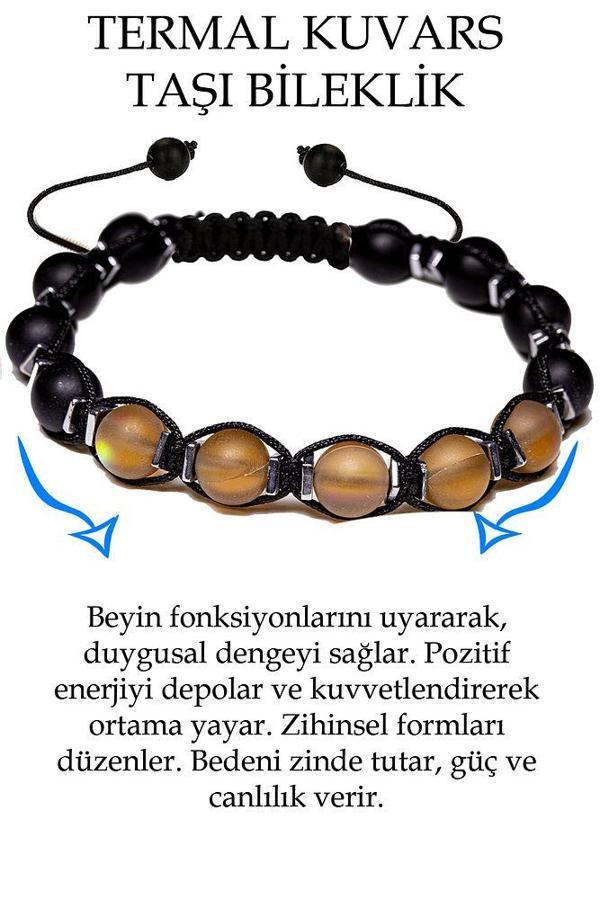 Sertifikalı Kahverengi Termal Kuvars Oniks Taşı Bileklik - Image 1