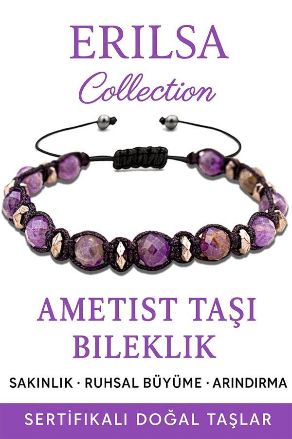 Sertifikalı Terahertz ve Ametist Taşı Bileklik – Ruhsal Huzuru Yakala - Image 1