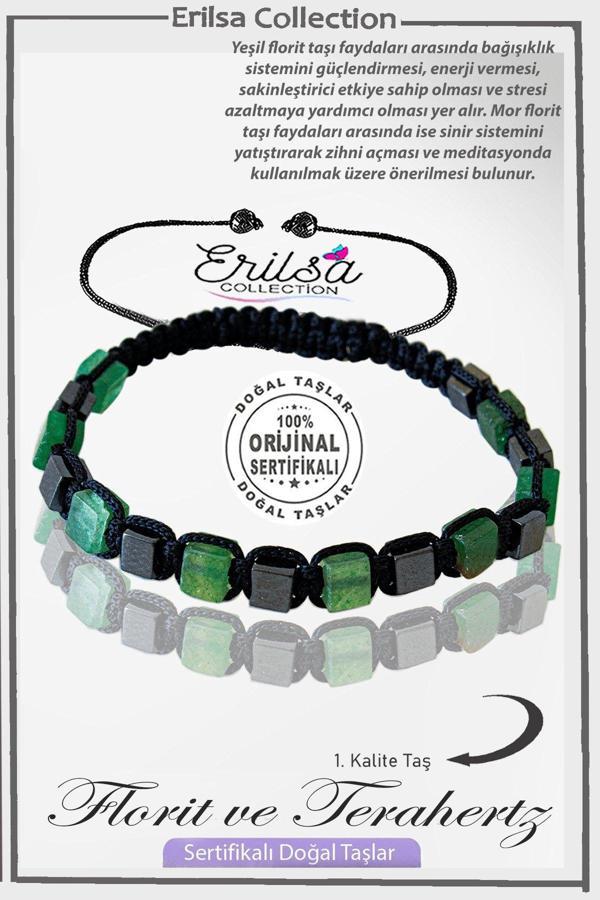 Sertifikalı Küp Model Gerçek Terahertz - Florit Taşı Bileklik - Image 1