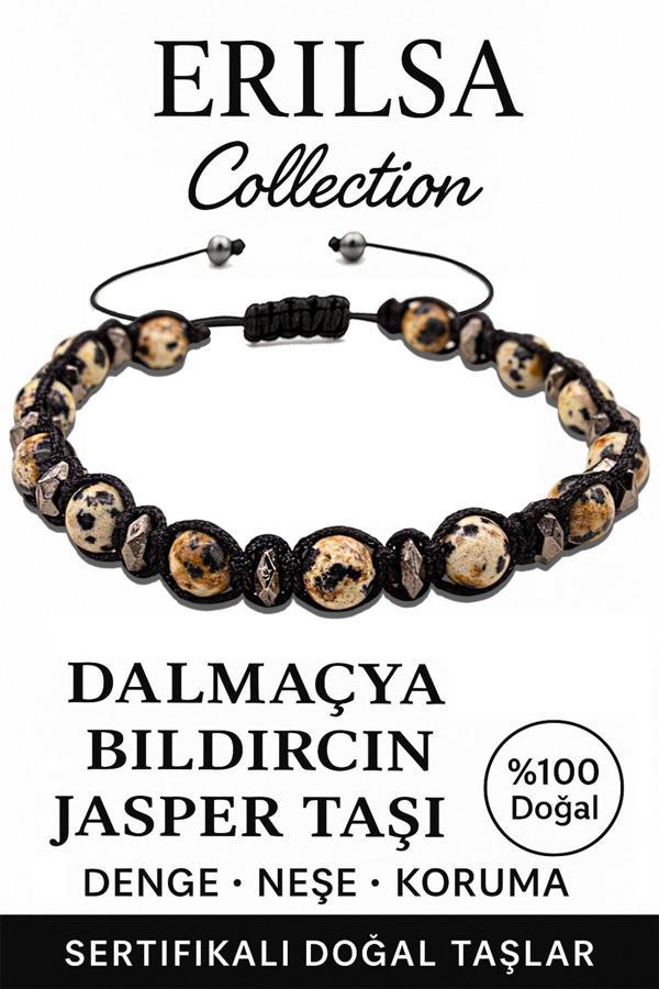 Sertifikalı Terahertz – Dalmaçya (Bıldırcın) Jasper Taşı Bileklik – Koruma ve Denge Enerjisi - Image 1