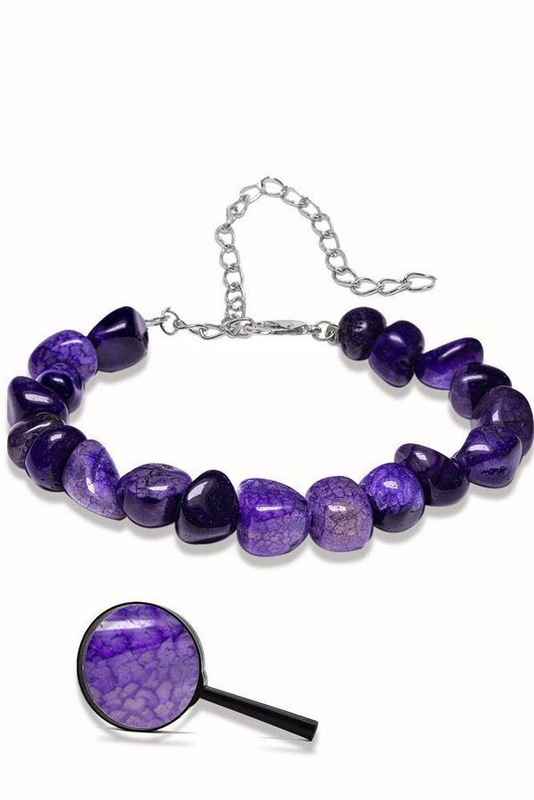 Sertifikalı Mor Akik Taşlı Doğal Taş Bileklik - Image 1
