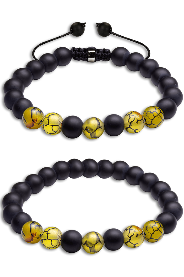 Sertifikalı Ejderha Akiği Oniks taşı Doğal Taş Bileklik Seti - Image 1