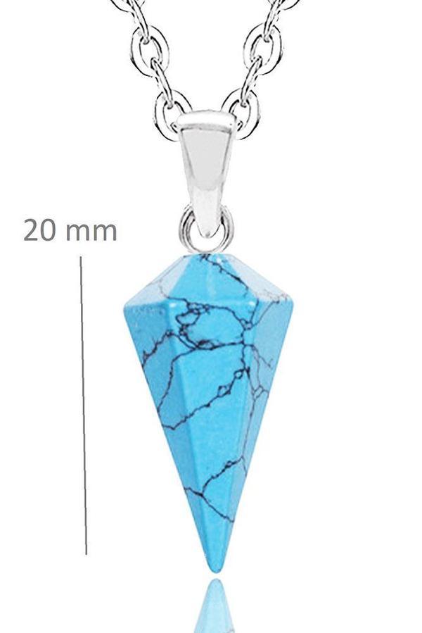 Sertifikalı Doğal Turkuaz Taşı Doğal Taş Pandül Kolye - Image 1