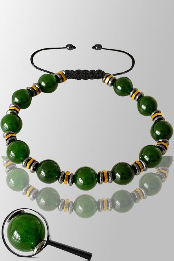 Sertifikalı Gold Silver Hematit Gerçek Zebercet Taşı Bileklik (Peridot Taşı) - Image 1
