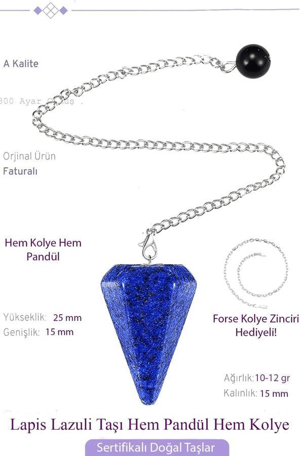 Sertifikalı Lapis Lazuli Taşı Pandül Sarkaç Hem Pandül - Hem Kolye - Image 1