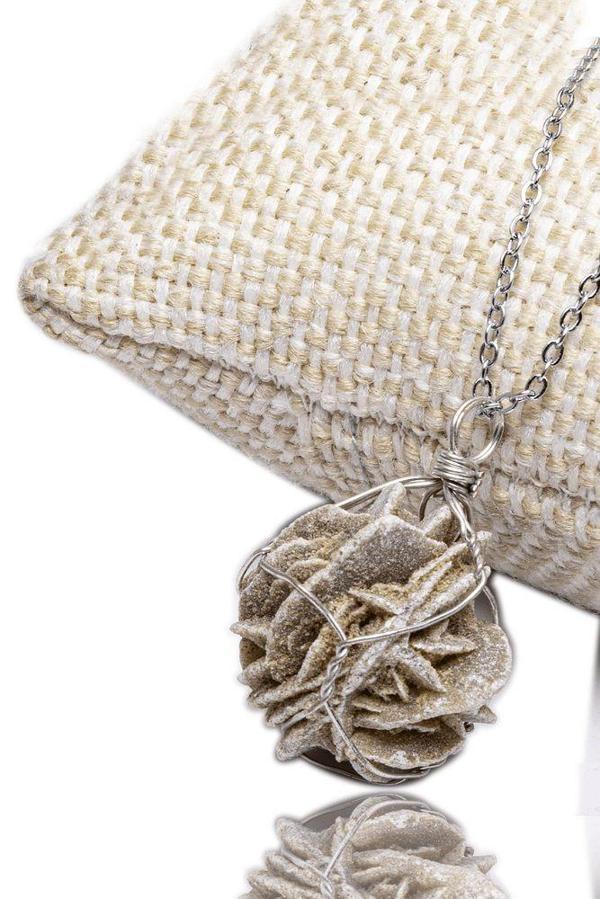 Sertifikalı Doğal Çöl Gülü Seleniti Taşı Kolye - Image 1